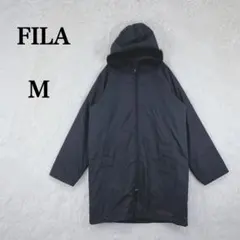 【フィラ】レディース ロングコート ジャケット 中わた M ブラック 天然ファーのサムネイル