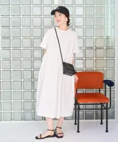 フリークスストア　ウエスト ギャザー 切り替え ワンピース