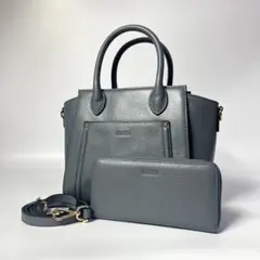 美品 barcos セット ハンドバッグ 財布 2way グレー ショルダー