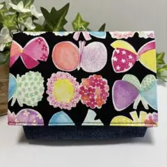 ハンドメイド移動ポケット(マチあり)☆女の子　りぼんちょうちょ