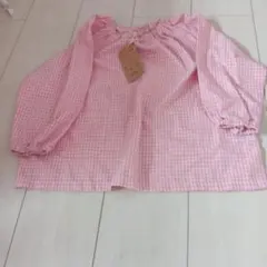 幼児用ピンクチェックスモック 110cm