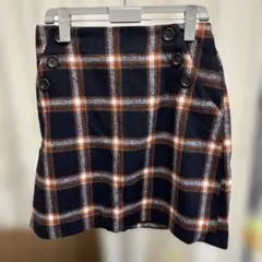秋冬物　INGNI ネイビーオレンジチェックミニタイトスカート