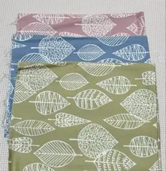 リーフ柄コットン生地3枚セット