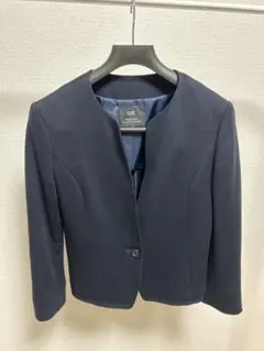 【美品】23区 ノーカラージャケット ネイビー サイズ44 セットアップ対応/洗える】ドライツイル ノーカラー ジャケット / 23区