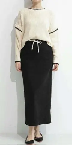 黒 コーデュロイ ロング　タイトスカート
