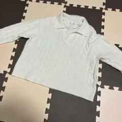 GU 白ニット　Mサイズ　パフィータッチスキッパーケーブルセーター
