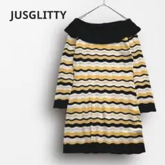 Y6164【ジャスグリッティー】 波柄ボーダーワンピース 美ライン 秋冬可愛い♡