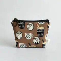 シロクマ カフェ ブラウン ミニポーチ ハンドメイド