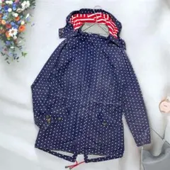 《LAURA ASHLEY》 ネイビー ドット柄ブルゾン UK8 水玉 フードのサムネイル