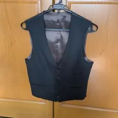 黒 ストライプ スーツベスト 5ボタン