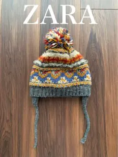 ZARA ベビー ニット帽 ポンポン付き