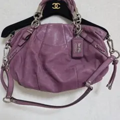 COACH　コーチ‼️ピンクパープル　ショルダーバッグ　ハンドバッグ　シルバー
