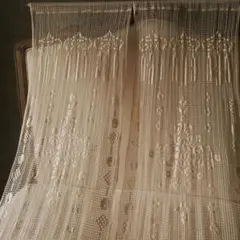 Vintage生成り　コットンフィレ風レース　2枚セット　H130　バラ可