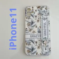 花柄 ソフトケース ストラップ付き　ホワイト系