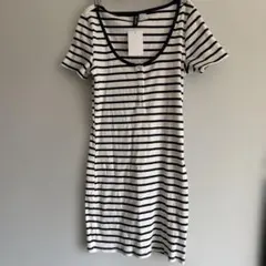 新品タグ付き　H&M ストライプ 半袖ミニワンピース