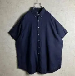 90s ラルフローレン リネン シャツ BLAKE ネイビー XL