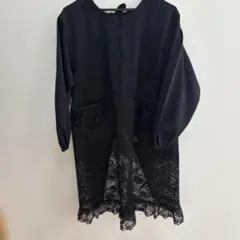 お葬式用　かっぽう着　黒　透かし模様ありおしゃれ　美品