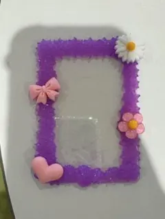 紫色の装飾フレームトレカケース