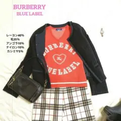 極美品　BURBERRY BLUE LABEL 半袖ニット　カシミヤ　アンゴラМ