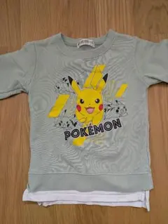 ポケモン ピカチュウ トレーナー 100cm 薄い緑　ポケットモンスター