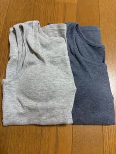 しまむらカップ付きリブタンクトップ 紺&グレー　Mのサムネイル