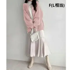 美品 GRL ピンク ボリューム リブ編み カーディガン F(L相当)