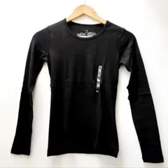 MUJI オーガニックコットン長袖Tシャツ XS ブラック　クルーネック