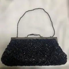 ビーズ装飾 黒 パーティーバッグ