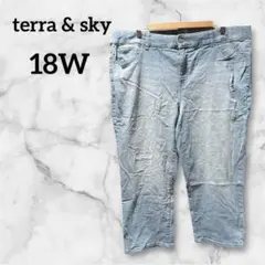 terra & sky 【18W】デニムパンツ レディース ライトブルー