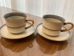 京焼(?) 染付デミタスカップ&ソーサー　2客セット