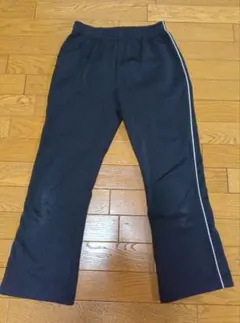 レディース М 黒 ジャージパンツ サイド白ライン ウエストゴム 裏起毛