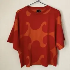 adidas × marimekko オレンジ 波模様 半袖Tシャツ