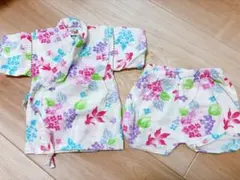 カラフル花柄 金魚柄 甚平セット 80サイズ