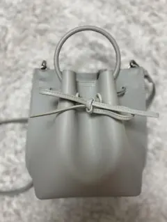 グレー 巾着型 ショルダーバッグ