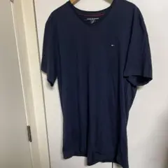 トミーヒルフィガー　Vネック　半袖Tシャツ　XL ネイビーキングサイズ綿100%