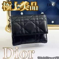超美品　Dior レディディオール　カナージュ　ロータスウォレット　三つ折り財布