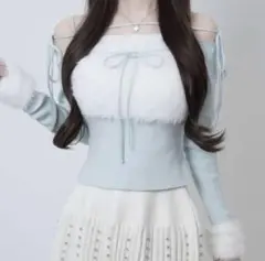 ルミニョン　Ribbon bust fluffy tops Lumignon Ribbon bust fluffy tops - メルカリ