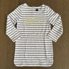 100 babyGAP 長袖カットソー グレー・ホワイトストライプ　ワンピース