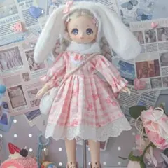 1/6サイズ ドール着せ替え服セット BJD うさぎ ピンクプリンセスワンピース