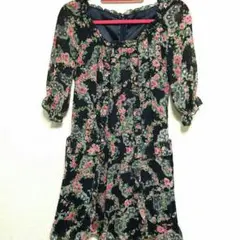 特価! 美品♡ウィルセレクション ネイビー上品花柄キレイめワンピ♡