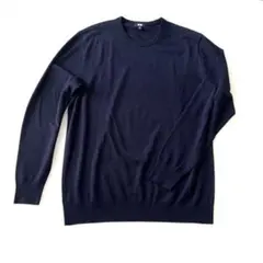 ユニクロ メンズ クルーネックセーター 薄手 紺色 XL