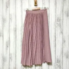 GU ジーユー (S)　プリーツミックス変形フレアスカート　チェック