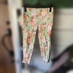 №22 フラワー柄レギンススパッツストレッチパンツLL