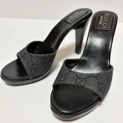 GUCCI グッチ ミュール サンダル デニム GG パンプス 黒 35 1/2のサムネイル