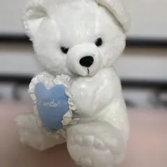 縦約45cm ホワイトクマ型ぬいぐるみ 青いリボン付き - メルカリ