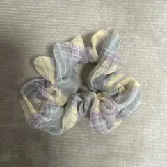 チェック柄シフォンシュシュ