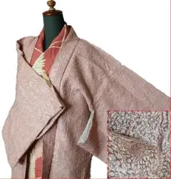 ◆2106◆羽織　撫子色　花唐草模様　セミアンティーク　正絹　着物