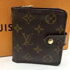 ルイヴィトン　コンパクトジップ　モノグラム　二つ折り財布　ラウンドファスナー