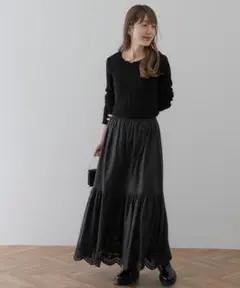極美品✨　ブラック❤️　サニーレーベル　透かし柄ニットプルオーバー
