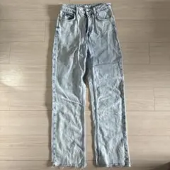 ザラZARAサイズ2ライトブルーストレートデニムジーンズ裾切りっぱなし感